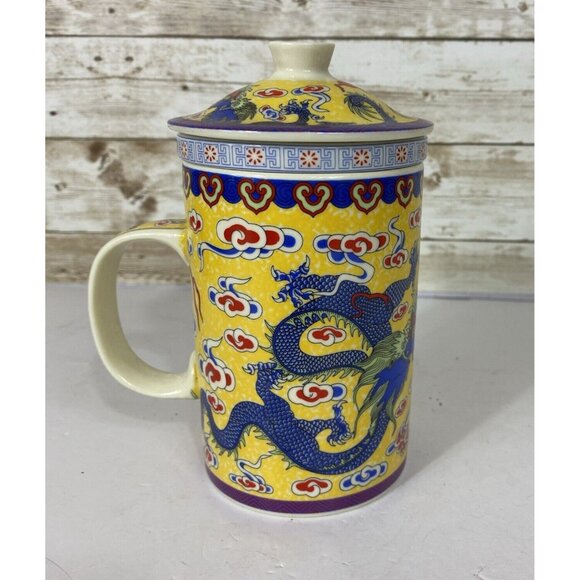 Chinese Hand Painted Vintage Tea Brewing Mug 3 Piece Set 5x3” - Picture 4 of 16